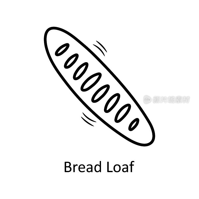 面包面包矢量轮廓图标设计插图。面包店标志在白色背景EPS 10文件